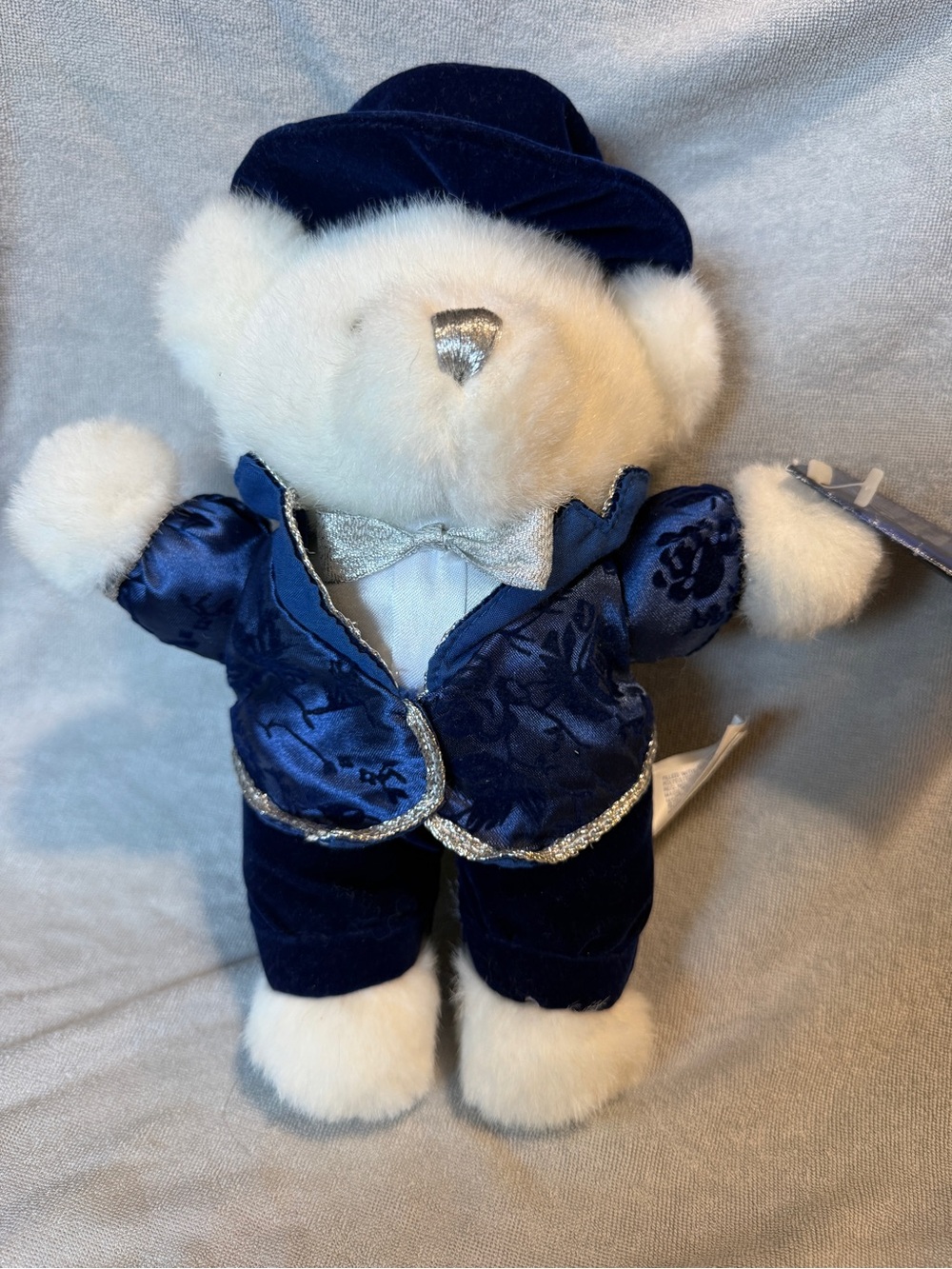 Millennium Keepsake Bear Limited Edition White/Blue Plush w/ Outfit Hat &COA